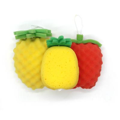 China Hot Sale Multi Color Super Soft Skin Care Cleansing Wash Cleansing Natural DIY Fruit Shaped Baby Body Bath Sponge for sale