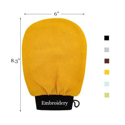 China Exfoliating Customized Moroccan Hammam Bath Scrub Rayon Squishy Bath Scrub Glove Glove Peeling Body Turkish Silk Exfoliating Glove for sale