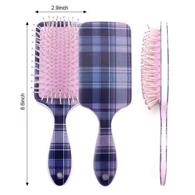 China Waterproof Plaid Scalp Massage Sweep Paddle Hair Brush Private Logo Custom Label Hair Brushes For Home Use for sale