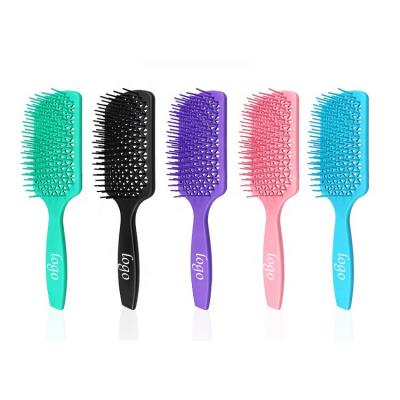 China Waterproof Ultra Soft Plastic Pins Grid Vented Hollow Hair Brush Hair Shower Brush Wet Detangling Plastic Hair Brush for sale