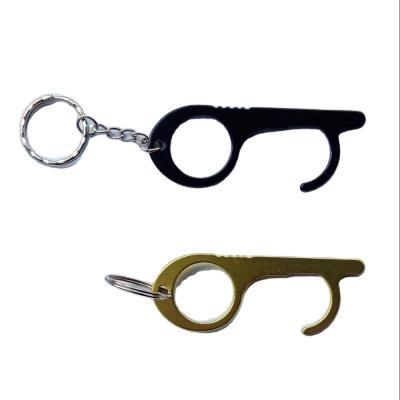 China Touchless EDC No Lanyard Portable Designers Metal Safety Opener Handle Touch Door Key Chain for sale