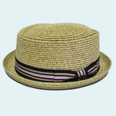 China Dobby Women's Short Pork Pie Straw Fedora Hat for sale