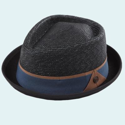 China High Quality Custom Dobby Color Mens Summer Straw Pie ​​Hat With Ribbon for sale