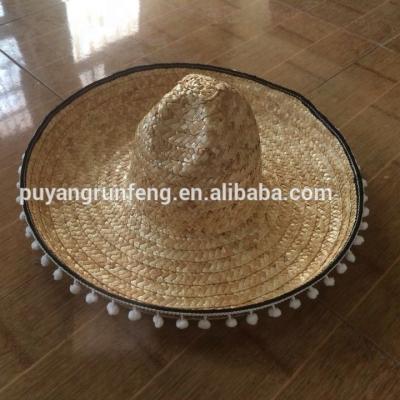 China Handmade Red Sombrero Straw Mexican Hats for sale