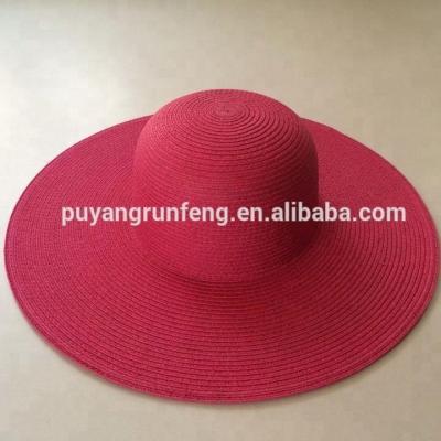 China Handmade brown blue lady stripe straw floppy beach hat for sale