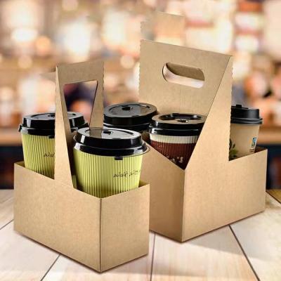 China High Quality Recyclable Paper Cup Holder Cardboard Coffee Paper Cup Holder 2/4 Cup Holder for sale