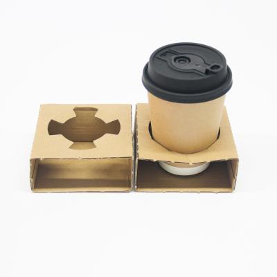 China Reusable Beverage Carrier Kraft Cardboard Drink Carriers To Go Coffee Cup Holder, For Hot And Cold Cup Carrier, To Go for sale