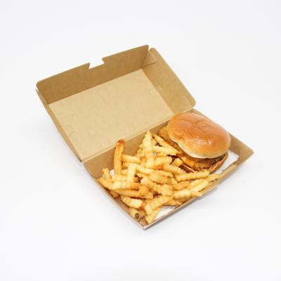 China Disposable Wholesale Kraft Paper Hamburger Boxes Custom Greaseproof Eco Hamburger Box for sale