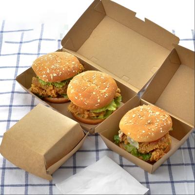 China Custom Logo Printed Disposable Disposable Hamburger Box Food Grade Cardboard Hamburger Packaging Hamburger Box for sale