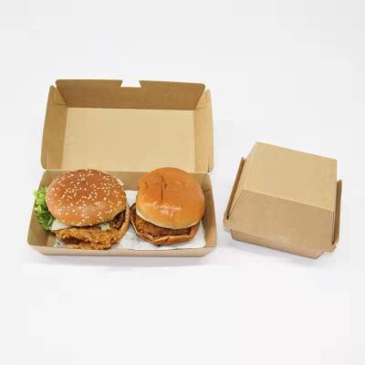 China High Quality Disposable Blank Hamburger Clamshell Cardboard Boxes Hamburger Wrapping Paper Eco Eco Hamburger Greaseproof Hamburger Box for sale