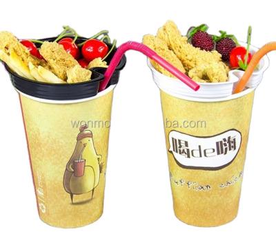 China Disposable Fast Food 2 In 1 Cup Disposable Snack And Drink Paper for sale