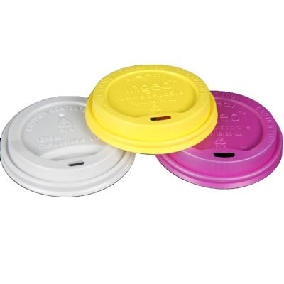 China Non Spill 8oz 12oz 16oz 20oz White Biodegradable PLA Coffee Cup Lids for sale