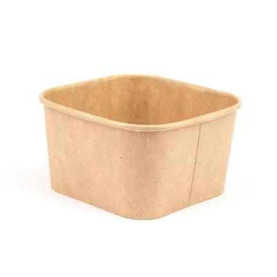 China Free Samples Disposable Rectangular Square Kraft Paper Container Square Paper Bowl With Lids Wholesale for sale