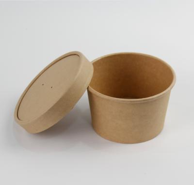 China Recyclable Disposable Soup Kraft Paper Bowl Packaging Cup Disposable Bowl With Lid for sale