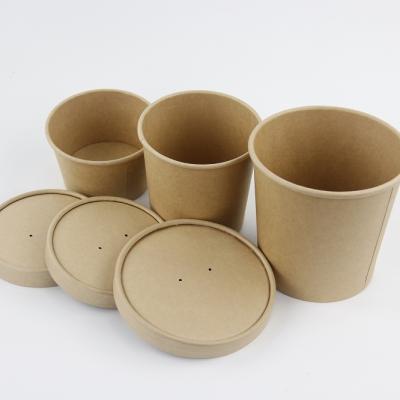 China Recyclable Disposable Storage Take Out Packaging Soup Kraft Paper Cup Bowl With Lid for sale