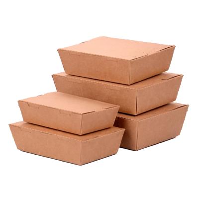 China Disposable Brown Craft Paper Packaging Boxes Food Containers Box Packaging For Takeaway Store for sale