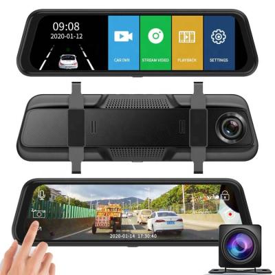 China 10 Inch Mirror Touch Screen Waterproof Car DVR Stream Media Front Rear And Rear Dual Lens Dash Camera 1080p Car Dash Cam for sale