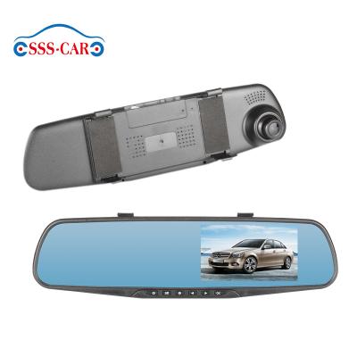 China NIGHT VISION 4.3 Inch Car Black Box Rear Mirror Dash Cam Dual Dash Camera HD 1080P Car DVR Cam Panel Dash Mirror Rear View Lenses for sale