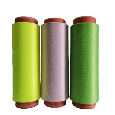 China Anti-bacteria DTY 75D/36F Ecru 800 Hours Rate 4 Color Fastness High UV Protection Dope Dyed SD NIM Polyester Color Knitting Yarn For T-shirt for sale