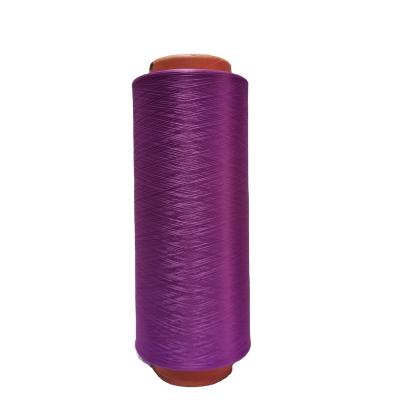 China Anti-deformation DTY 100D/144F Anti-deformation Polyester Dope Yarn Red Bacterial Far Infrared Heating Dye Bright Color Fastness For T-shirt Fabric for sale