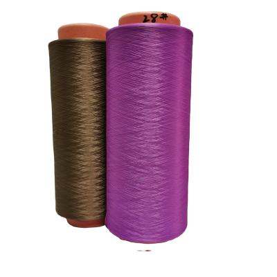 China Anti-deformation DTY 150D/144F Violet Polyester Dope Yarn Bacterial Far Infrared Heating Dye Bright Color Fastness Anti For T-shirt Fabric for sale