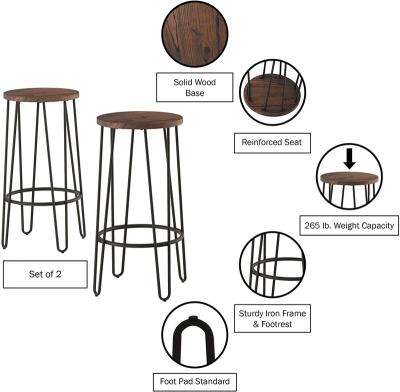 China Durable And Beautiful Lavish Home Height Bar Stool-Backless Barstools With Hairpin Wooden Legs Seat for sale