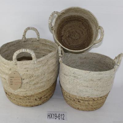 China Rustic Vegetable Plankton Woven Storage Laundry Basket For Dirty Clothes for sale