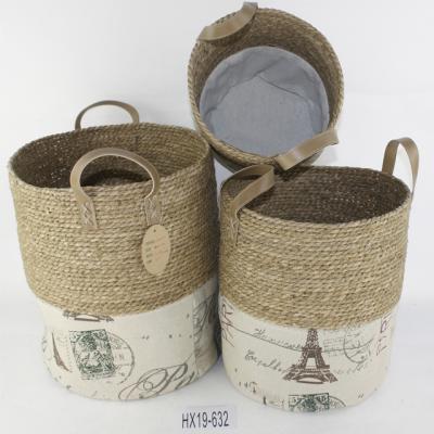 China Rustic Vegetable Plankton Woven Storage Laundry Basket For Dirty Clothes for sale