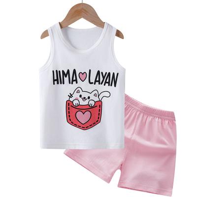 China Breathable Summer Girls Clothes Boys 2pcs Pajamas Kids Clothing Sets for sale