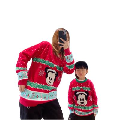 China Breathable Christmas Clothes Parent Child Clothing Cartoon Long Sleeve Round Neck Sweater Kids Children for sale