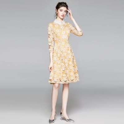 China Anti-Wrinkle New Arrive Spring Autumn Women Clothing Plus Size Dresses Floral Layered Ruffle Dress for sale