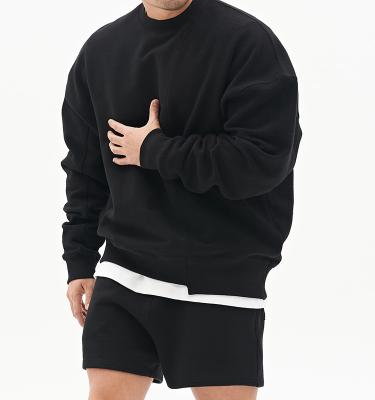 China Regular Men's Solid Crewneck Windproof Cotton Long Sleeves Simple Pullover Sweatshirts for sale