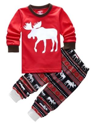 China Children's Breathable Pajamas Set Boys And Girls Pure Cotton Christmas Printing 2 Piece Kids Pajamas Set for sale