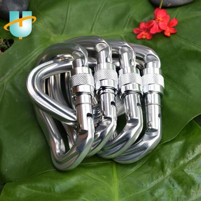 China Door 23KN Rust Wear Resistant Durable Security Screw Ring Custom Logo Rock G-Shape/Mountaineering Carabiner Aluminum Hook for sale