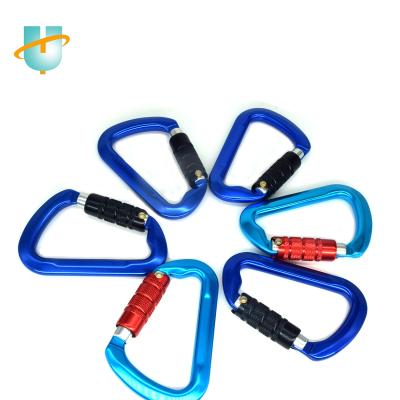 China Wear Resistant Durable Custom Rust Black 30kn Logo D-Shape Tool Rock Climbing Twist Locking Carabiner Hooks for sale