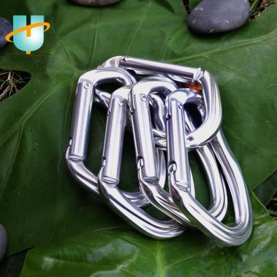 China Rust Resistant Wear Resistant 23KN G-shape Durable Ring Custom Logo Rock / Single Aluminum Mountaineering Carabiner Hook With Solid Lock Door for sale