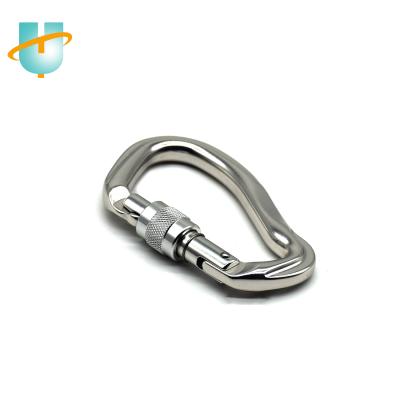 China Custom CE Certified 23KN G-Shape Ring Logo Durable Rust Wear Resistant Black Aluminum Carabiner Gold Mountaineering Hook With Safety Screw Door for sale