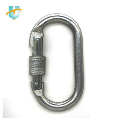 China Heavy Industry 23KN Auto Lock Carabiner O Type Security Carabiner Screw Hook Plated Coated , Carbon Steel Carabiner for sale