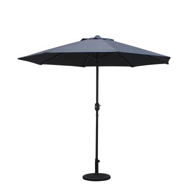 China Modern Mefo Garden Sombrillas Para Jardin Diameter 2.7/3m Center Pole Black With Lights Beach Patio Parasol Umbrella for sale