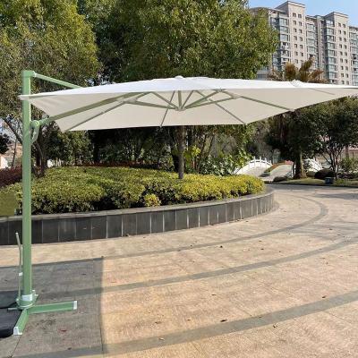 China White Durable Sombrilla Quitasol 10ft Square Garden Mefo Parasol Cantilever Sun Umbrella Aluminum-made With 360 Degree Hand Rotation for sale