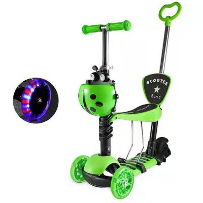 China Plastic 5 In 1 Kick Scooter Stunt Scooter 3 Wheel Kid Foot Scooter With Seat for sale