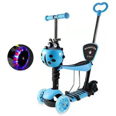 China Plastic 5 In 1 Child Scooter 3 Wheel Kick Scooter Big Wheel Safe Material For Kids for sale