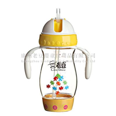 China The Second Stage 260ml yellow color PPSU Baby Drinking Bottle With Unique Slide Design for sale