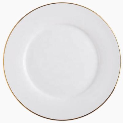 China Sustainable Ceramic Plate Dish With Gold Line For Ceremony for sale