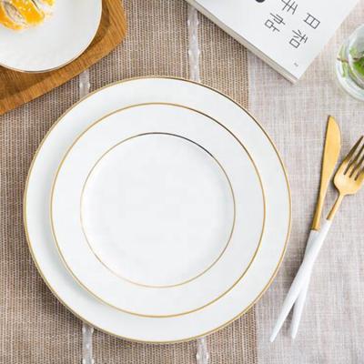 China Sustainable Gold Line Ceramic Dinnerware Dish With Varied Size for sale