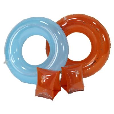 China Kid Ring Inflatable Swim Ring Adult Swimming Ring With Glitter Powder for sale