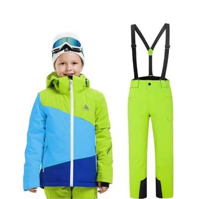 China Custom Made Windproof Waterproof Pants Colorful Breathable OEM Ski Snow Wear Ski Suit Sets Children Kids Snowsuit for sale