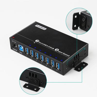 China Sipolar Metal AC Power Adapter 7 Ports USB 3.0 Charging USB 3.0 Data Syncs And Hub With External Power Supply 1A Charging Each Port for sale