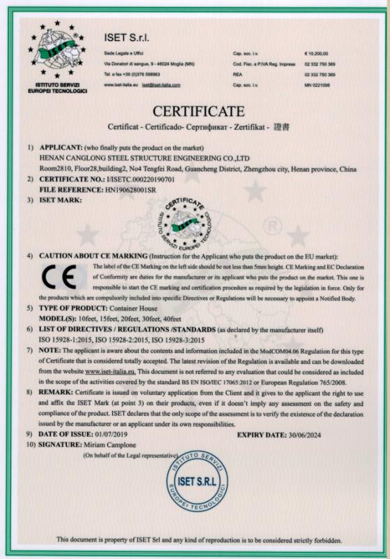 CE - Henan Canglong Steel Structure Engineering Co., Ltd.