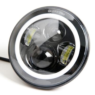 China 7 Inch Round Die Casting Aluminum Housing Headlights DRL Angel Eyes For 4WD CAR for sale